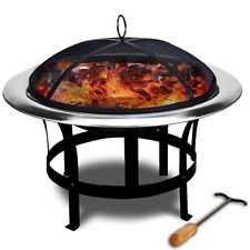 Vasque à Feu 75cm Inox Grille Panier Foyer Ouvert Grill Pan La