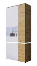 Vitrine Luci Standvitrine 90x40x199Cm Chêne Artisan Blanc 4-Portes