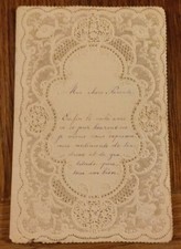 très belle lettre d'une fille à ses parents sur papier dentelle, voir détail