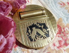 OLD ART DECO LIPSTICK POWDER KEEPER in GOLD METAL circa 1930