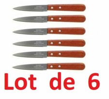 PRADEL - 6 COUTEAUX OFFICE LAME 9 CM MANCHE BOIS A RIVET - PRADEL EXCELLENCE