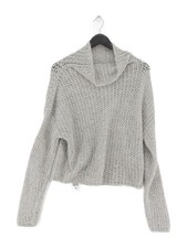 Sarah Pacini Women's Jumper Grey Wool with Other, Polyamide High Neck Pullover