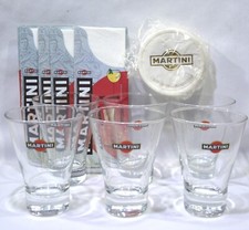 MARTINI APERITIF 6 verres bas 6 porte serviettes sous bocks papier