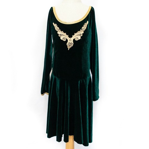 Green velvet gold dress - &,