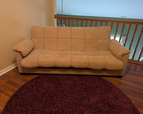 Beige convertible futon - convertible,