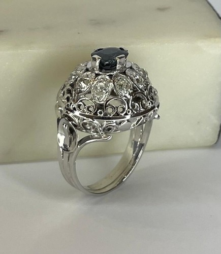 Bague dôme gris k - or,