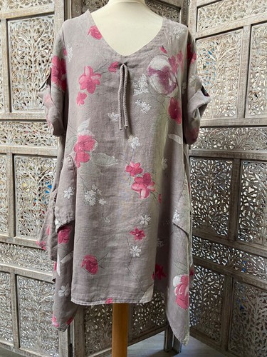 Robe tunique lin imprimé - robe,