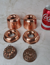 lot de 6 petits moules a gâteau anciens en cuivre cuisine