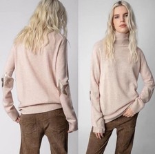 Zadig & Voltaire NWOT Medium Ginni WS star patch 100% cashmere sweater MSRP $448