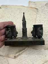 antique bronze inkwell lion 19th century pen holder