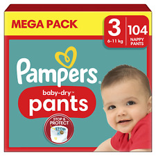 Mega Pack 104 couches PAMPERS "Baby-Dry" Pants Taille 3 (6 à 11 KG) Culotte Bébé