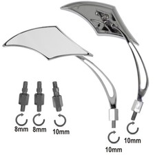 Miroir Retroviseurs Couple Moto Scooter Custom Chrome Adaptateur A-Pro