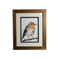 Pastel Encadrée Rouge Gorge