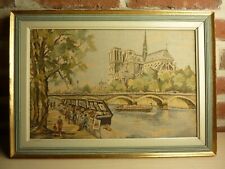 ANCIEN CADRE TOILE TAPISSERIE