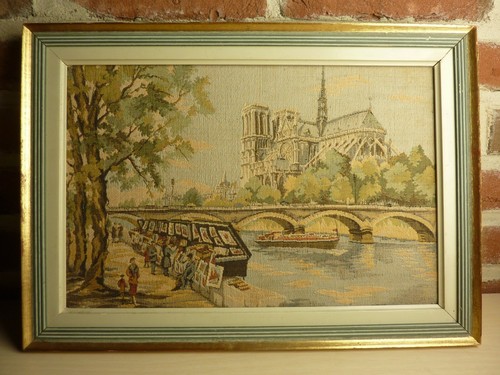 Ancien cadre toile tapisserie - ancien,