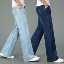 Hommes Patte D’Éléphant Jean 60s Vintage Évasé Pantalon Rétro Jambe Large