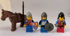 Lot Of 3 Vintage Lego Castle Minifigures Knight With Horse 
