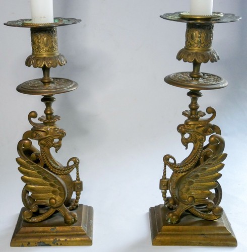Paire bougeoirs aux dragons - de,