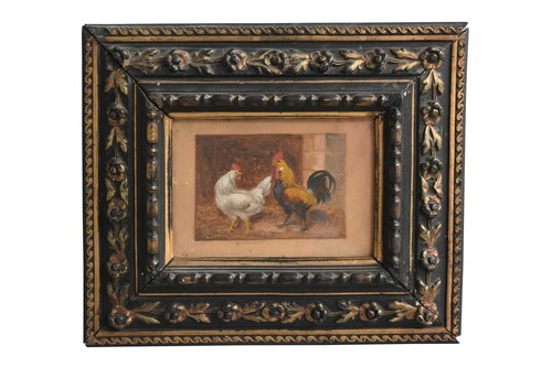 Coq poule blanche gouache - blanche,