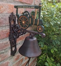 CLOCHE DE PORTE TRACTEUR JOSEPH BREWER CLOCHE ANCIENNE FONTE ANCIENNE STEAMPU...