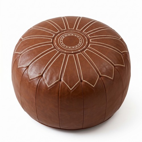 Pouf simili cuir cousu - pouf,