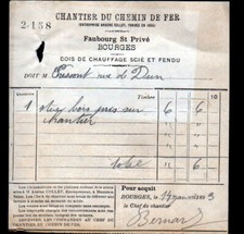 BOURGES (18) RAILWAY YARD / FIREWOOD "ARSENE COLLET" 1893