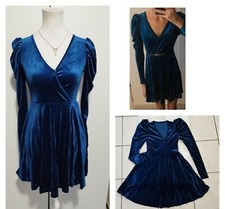 Robe Soirée En Velours Bleu