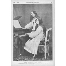 Misses Flora & Paula Hegner Austrian Pianists - Antique Print 1904