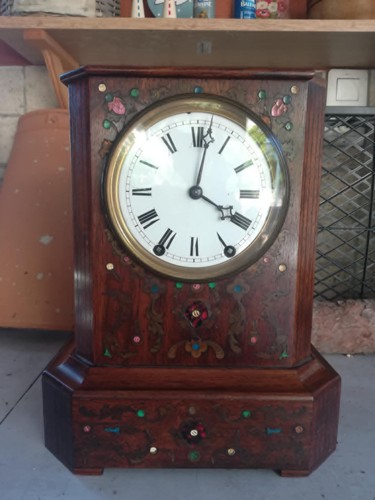 Ancienne pendule borne bois - pendule,