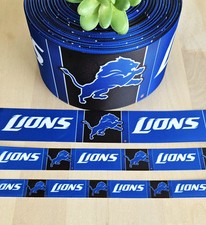 3/8, 5/8, 7/8, 1.5 & 3" (1 YD) Detroit Lions Grosgrain Ribbon Football Cheer Bow