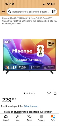 Smart hisense pouces - tv,