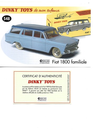 Dinky toys fiche certificat - fiche, +