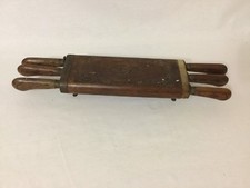 Vintage Steak Knife Set from India Wood & Brass  Beautiful Carved Case 