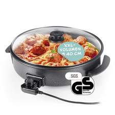 GOURMETmaxx Poêle Électrique Pour Fête Poêle À Pizza XXL 40Cm Avec Couvercle