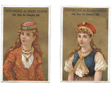 6 CHROMOS  ANCIENS publicitaires fin XIX e  fond or belles femmes orientales