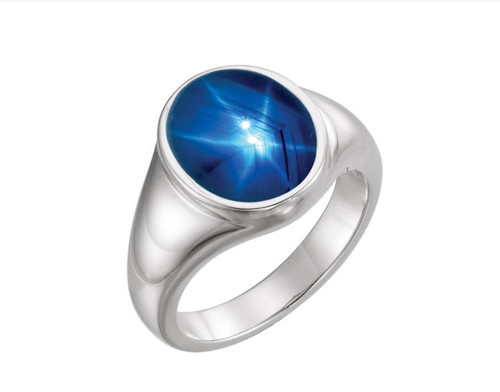 Bague chevalière saphir