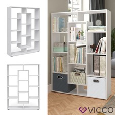  Étagère de bureau bibliothèque séparateur de pièce 11 compartiments blanc Vicco