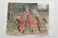 ALPHONSE MUCHA Drawing on paper (Handmade) signed and stamped mixed media.