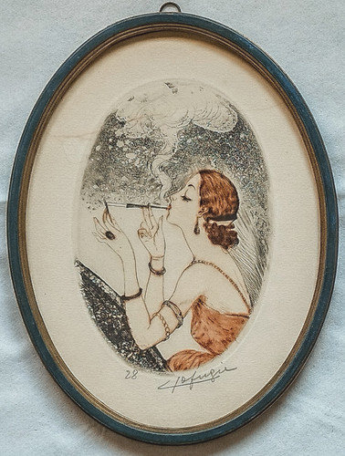 Gravure aquatinte art déco - et,