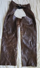 Vintage Harley Davidson Motorcycle Chaps Size Small Brown Leather 30" Inseam