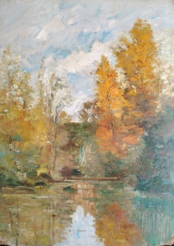 Belle huile carton paysage - belle,