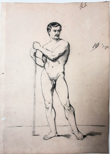 Dessin masculin signé - , nu