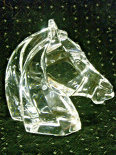 SCULPTURE CRISTAL TÊTE DE CHEVAL JG DURAND PRESSE PAPIER ZOOMORPHE GLASS HORSE