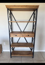 dacota wood metal tall etagere