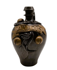 🍏🍷 Ancienne Bouteille CALVADOS décorative en céramique vintage Normandie