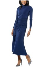 Colleen Lopez Women's Ruched Mock Neck Dress Navy