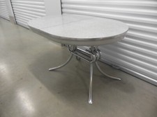 Vintage Chrome Formica Kitchen Dining Table Silver Grey Cracked Ice 50's MCM Mid