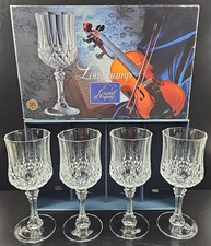 4 Cristal D' Arques Longchamp Clear Tall Water Goblets Box Set Crystal Stemware