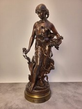 STATUE EN BRONZE TOURNANT LE PRINTEMPS DE HIPPOLYTE MOREAU SALON DES BEAUX ARTS