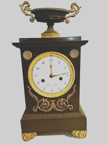 Pendule bronze patine - en,